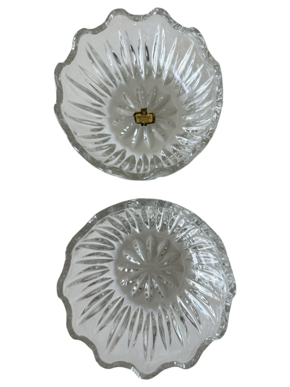 Zajecar Lead Crystal Trinket Votive Decorative Bowl Candy Dish Pair Vintage